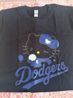 Caribbean Black Hello Kitty Dodgers Graphic Tee - Blue Accents